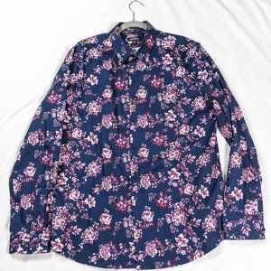 Men's Express Size XL Extra Slim Long Sleeve Flower Shirt